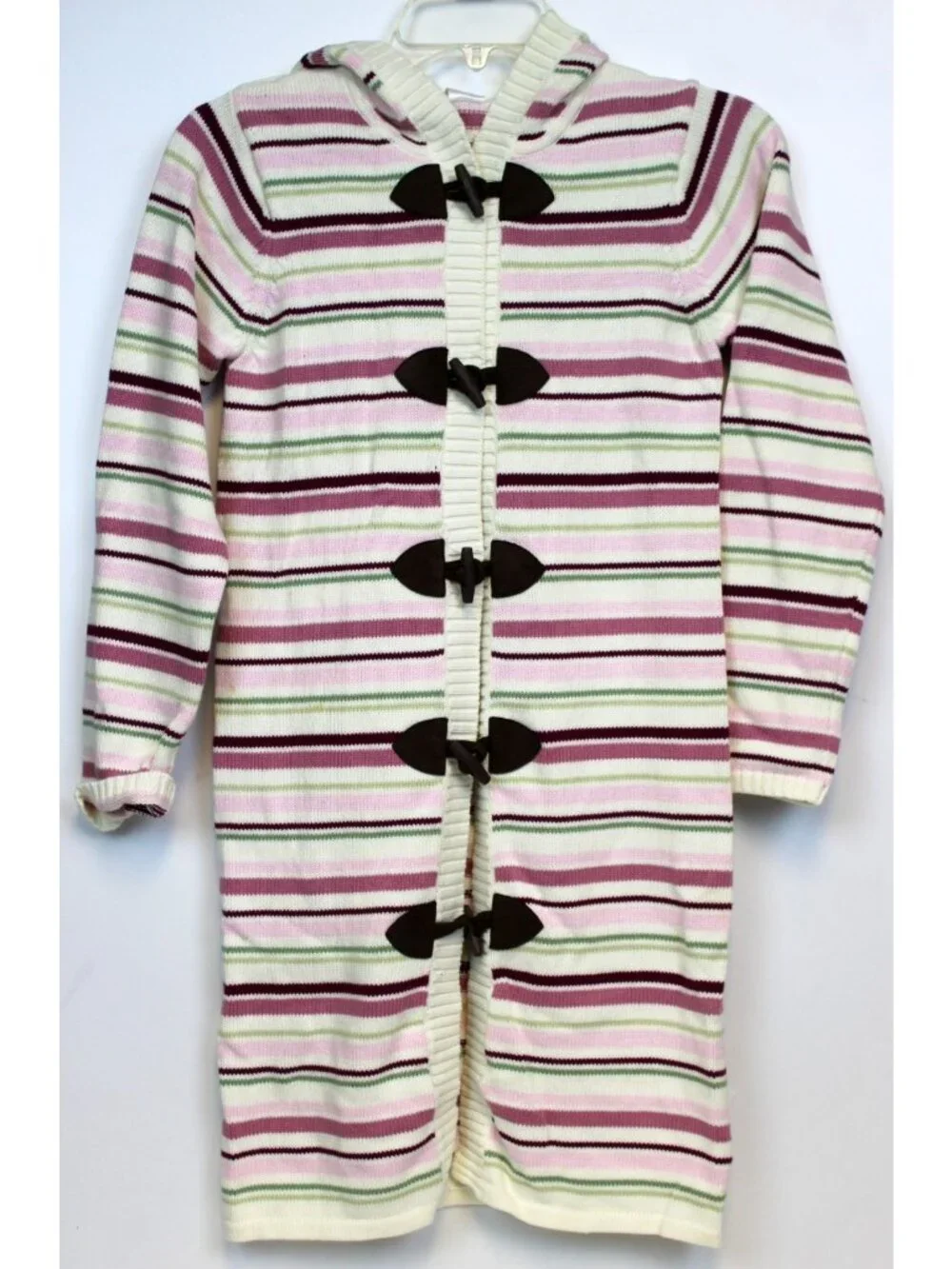 2005 Gymboree Winter Princess Long Cardigan Sweater Hoodie Duster Striped sz 12